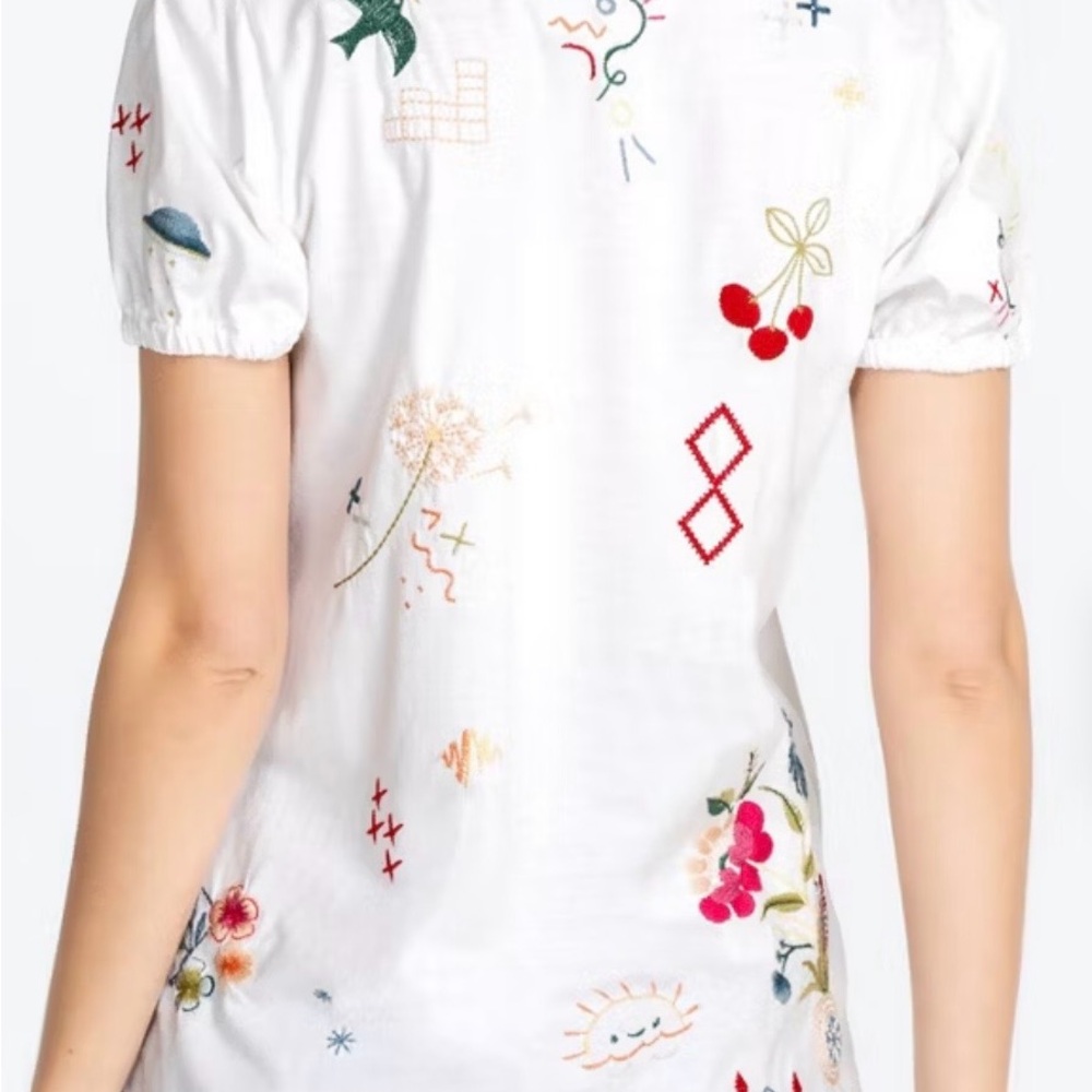 Johnny Was-Cleo Short Puff Sleeve Tee - Picture 2 of 8